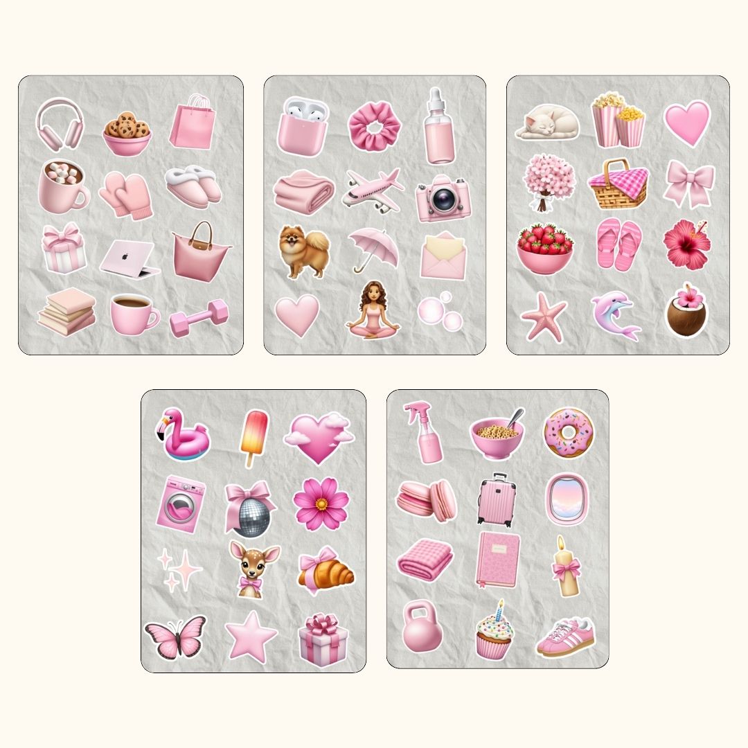 Pink iOS stickerpack (60 stickers)