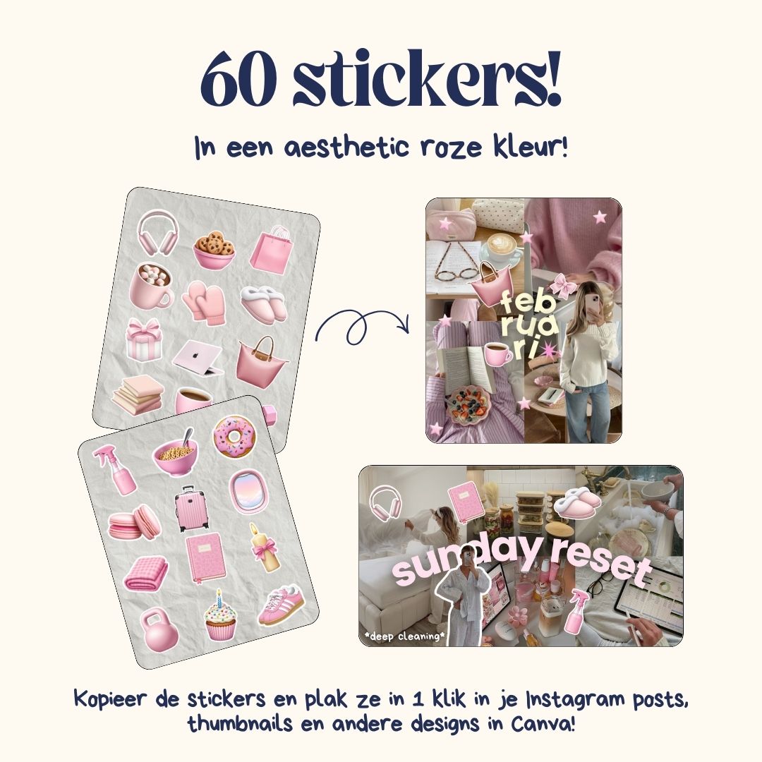 Pink iOS stickerpack (60 stickers)